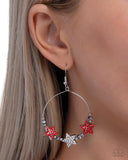 Country Countdown - Red Earrings - Paparazzi Accessories Earrings Bedazzle Me Pretty Mobile Fashion Boutique