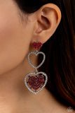 Couples Celebration - Red Post Earrings - Paparazzi Accessories Post Earrings Bedazzle Me Pretty Mobile Fashion Boutique