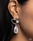 Coupling Up - White Post Earrings - Paparazzi Accessories Post Earrings Bedazzle Me Pretty Mobile Fashion Boutique