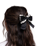 Cow Chic - White Hair Clip - Paparazzi Accessories Hair Clip Bedazzle Me Pretty Mobile Fashion Boutique