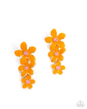 Crack of BLOOM - Orange Post Earrings - Paparazzi Accessories Post Earrings Bedazzle Me Pretty Mobile Fashion Boutique