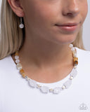 Crackling Chic - White Necklace - Paparazzi Accessories Necklace Bedazzle Me Pretty Mobile Fashion Boutique