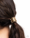 Crimped Celebrity - Gold Hair Tie - Paparazzi Accessories Hair Clip Bedazzle Me Pretty Mobile Fashion Boutique