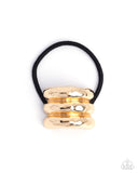 Crimped Celebrity - Gold Hair Tie - Paparazzi Accessories Hair Clip Bedazzle Me Pretty Mobile Fashion Boutique