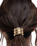 Crimped Celebrity - Gold Hair Tie - Paparazzi Accessories Hair Clip Bedazzle Me Pretty Mobile Fashion Boutique