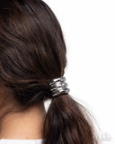 Crimped Celebrity - Silver Hair Tie - Paparazzi Accessories Hair Clip Bedazzle Me Pretty Mobile Fashion Boutique