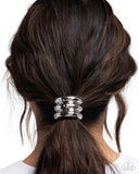Crimped Celebrity - Silver Hair Tie - Paparazzi Accessories Hair Clip Bedazzle Me Pretty Mobile Fashion Boutique
