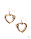 Crisscross Courtship - Gold Earrings - Paparazzi Accessories Earrings Bedazzle Me Pretty Mobile Fashion Boutique