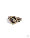 Cultured Compass - Brass Ring - Paparazzi Accessories Ring Bedazzle Me Pretty Mobile Fashion Boutique