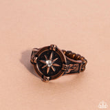Cultured Compass - Copper Ring - Paparazzi Accessories Ring Bedazzle Me Pretty Mobile Fashion Boutique