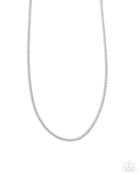 Curb Chairman - Silver Mens Necklace - Paparazzi Accessories Mens Necklace Bedazzle Me Pretty Mobile Fashion Boutique
