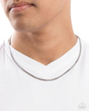 Curb Chairman - Silver Mens Necklace - Paparazzi Accessories Mens Necklace Bedazzle Me Pretty Mobile Fashion Boutique