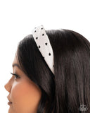 Cute Chairwoman - White Headband - Paparazzi Accessories Bedazzle Me Pretty Mobile Fashion Boutique