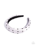 Cute Chairwoman - White Headband - Paparazzi Accessories Bedazzle Me Pretty Mobile Fashion Boutique