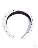 Cute Chairwoman - White Headband - Paparazzi Accessories Bedazzle Me Pretty Mobile Fashion Boutique