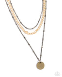 Dainty Development - Brass Necklace - Paparazzi Accessories Necklace Bedazzle Me Pretty Mobile Fashion Boutique