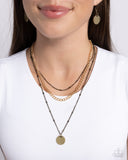 Dainty Development - Brass Necklace - Paparazzi Accessories Necklace Bedazzle Me Pretty Mobile Fashion Boutique