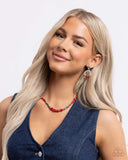 Dainty Diversity - Red Necklace - Paparazzi Accessories Necklace Bedazzle Me Pretty Mobile Fashion Boutique
