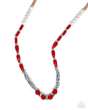 Dainty Diversity - Red Necklace - Paparazzi Accessories Necklace Bedazzle Me Pretty Mobile Fashion Boutique
