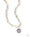 Dancing In The Sunlight - White Necklace - Paparazzi Accessories Necklace Bedazzle Me Pretty Mobile Fashion Boutique
