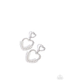 Dangling Damsel - White Post Earrings - Paparazzi Accessories Post Earrings Bedazzle Me Pretty Mobile Fashion Boutique