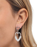 Dangling Damsel - White Post Earrings - Paparazzi Accessories Post Earrings Bedazzle Me Pretty Mobile Fashion Boutique