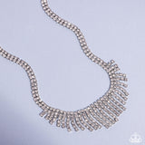 Daring Decadence - White Necklace - Paparazzi Accessories Necklace Bedazzle Me Pretty Mobile Fashion Boutique