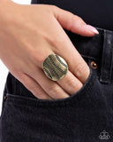 Daring Dots - Brass Ring - Paparazzi Accessories Ring Bedazzle Me Pretty Mobile Fashion Boutique