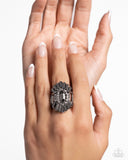 Daringly Deco - Silver Ring - Paparazzi Accessories Ring Bedazzle Me Pretty Mobile Fashion Boutique