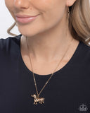Darling Dachshund - Gold Necklace - Paparazzi Accessories Necklace Bedazzle Me Pretty Mobile Fashion Boutique
