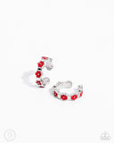 Darling Daydream - Red Cuff Earrings - Paparazzi Accessories Post Earrings Bedazzle Me Pretty Mobile Fashion Boutique