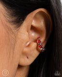 Darling Daydream - Red Cuff Earrings - Paparazzi Accessories Post Earrings Bedazzle Me Pretty Mobile Fashion Boutique