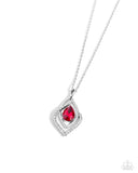 Dauntless Demure - Red Necklace - Paparazzi Accessories Necklace Bedazzle Me Pretty Mobile Fashion Boutique