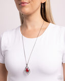 Dauntless Demure - Red Necklace - Paparazzi Accessories Necklace Bedazzle Me Pretty Mobile Fashion Boutique