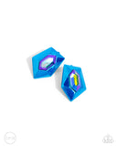 Dauntless Detail - Blue Clip-On Earrings - Paparazzi Accessories Clip-On Bedazzle Me Pretty Mobile Fashion Boutique