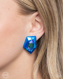 Dauntless Detail - Blue Clip-On Earrings - Paparazzi Accessories Clip-On Bedazzle Me Pretty Mobile Fashion Boutique