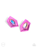 Dauntless Detail - Pink Clip-On Earrings - Paparazzi Accessories Clip-On Bedazzle Me Pretty Mobile Fashion Boutique
