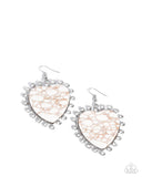 Dazzling Damsel - White Earrings - Paparazzi Accessories Earrings Bedazzle Me Pretty Mobile Fashion Boutique