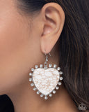Dazzling Damsel - White Earrings - Paparazzi Accessories Earrings Bedazzle Me Pretty Mobile Fashion Boutique