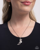 Dazzling-Yard Dash - White Necklace - Paparazzi Accessories Necklace Bedazzle Me Pretty Mobile Fashion Boutique