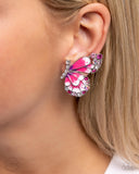 Decadent Descent - Pink Clip-On Earrings - Paparazzi Accessories Clip-On Bedazzle Me Pretty Mobile Fashion Boutique
