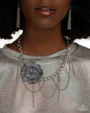 Deconstructed Denim - Blue Necklace - Paparazzi Accessories Necklace Bedazzle Me Pretty Mobile Fashion Boutique