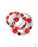 Defaced Dare - Red Bracelet - Paparazzi Accessories Bracelet Bedazzle Me Pretty Mobile Fashion Boutique
