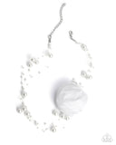 Delicate Debutante - White Necklace - Paparazzi Accessories Necklace Bedazzle Me Pretty Mobile Fashion Boutique