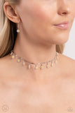 Delicate Display - White Necklace - Paparazzi Accessories Necklace Bedazzle Me Pretty Mobile Fashion Boutique