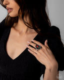 Delicate Dowry - Black Ring - Paparazzi Accessories Ring Bedazzle Me Pretty Mobile Fashion Boutique