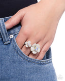 Delicate Duo - White Ring - Paparazzi Accessories Ring Bedazzle Me Pretty Mobile Fashion Boutique