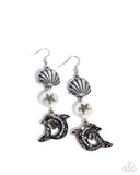 Delightful Dolphin - White Earrings - Paparazzi Accessories Earrings Bedazzle Me Pretty Mobile Fashion Boutique