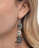 Delightful Dolphin - White Earrings - Paparazzi Accessories Earrings Bedazzle Me Pretty Mobile Fashion Boutique