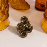 Deluxe Discs - Brass Ring - Paparazzi Accessories Ring Bedazzle Me Pretty Mobile Fashion Boutique